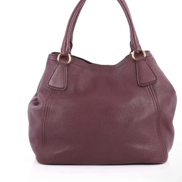 Prada Vitello Daino Galleria soft pebbled calfskin Leather burgundy purse - Picture 5 of 6